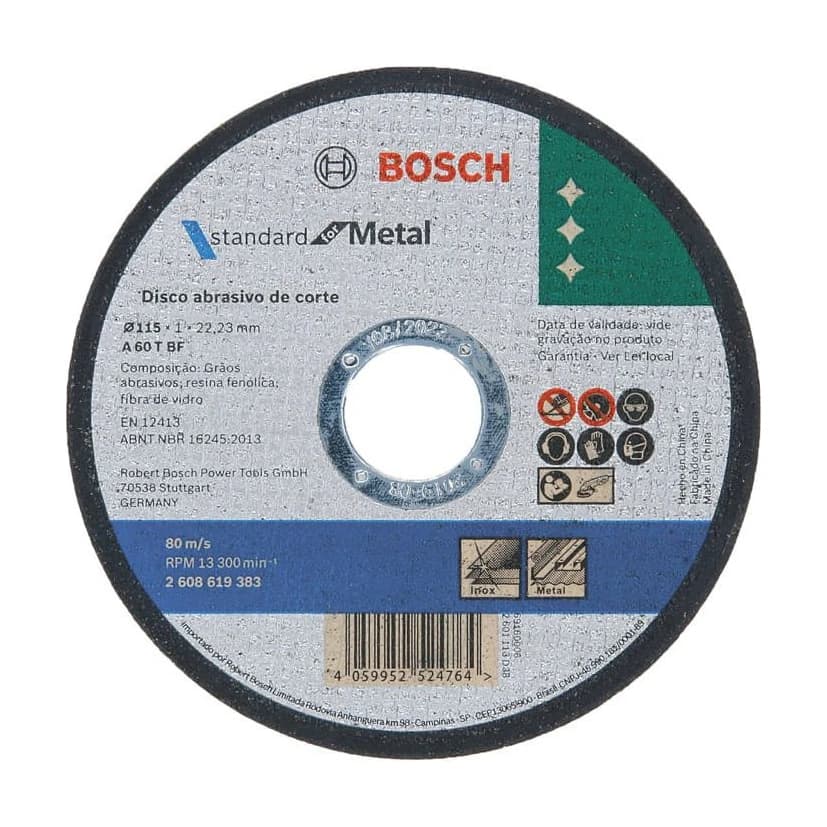 Disco de corte 115 mm espesor inox recto 1 mm