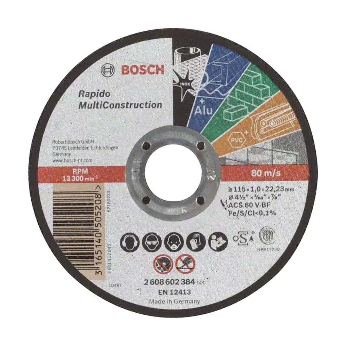 Discos de corte 115 mm espesor lata 10 un. 1 mm