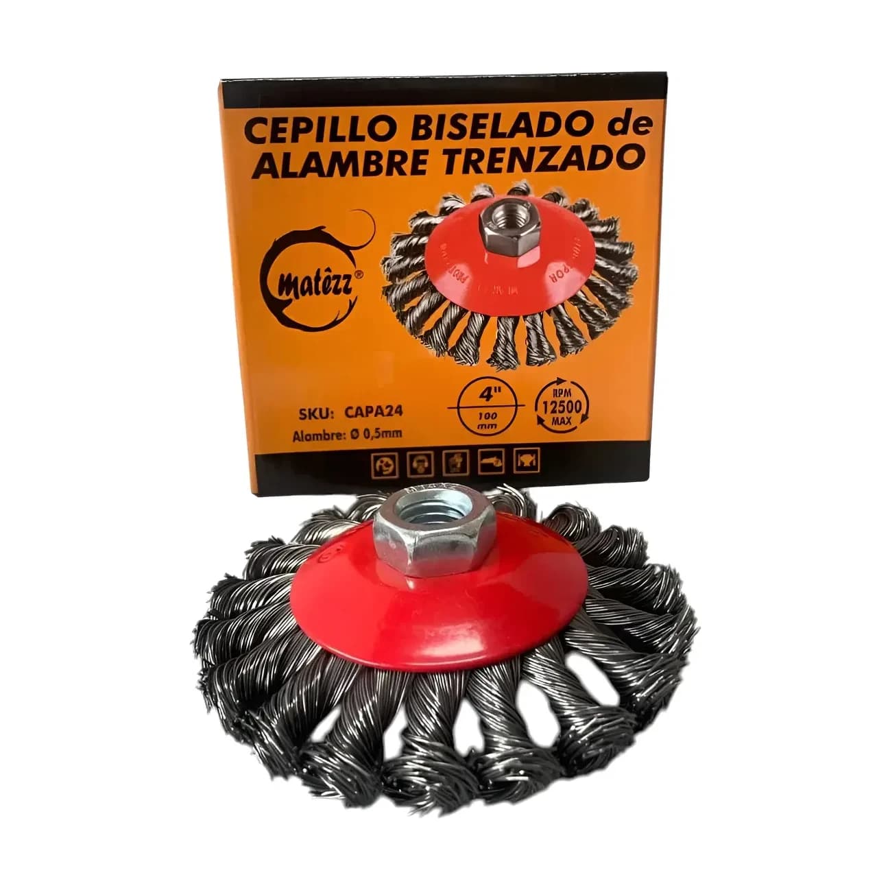 Cepillo biselado alambre trenzado 4 PUL/100 mm