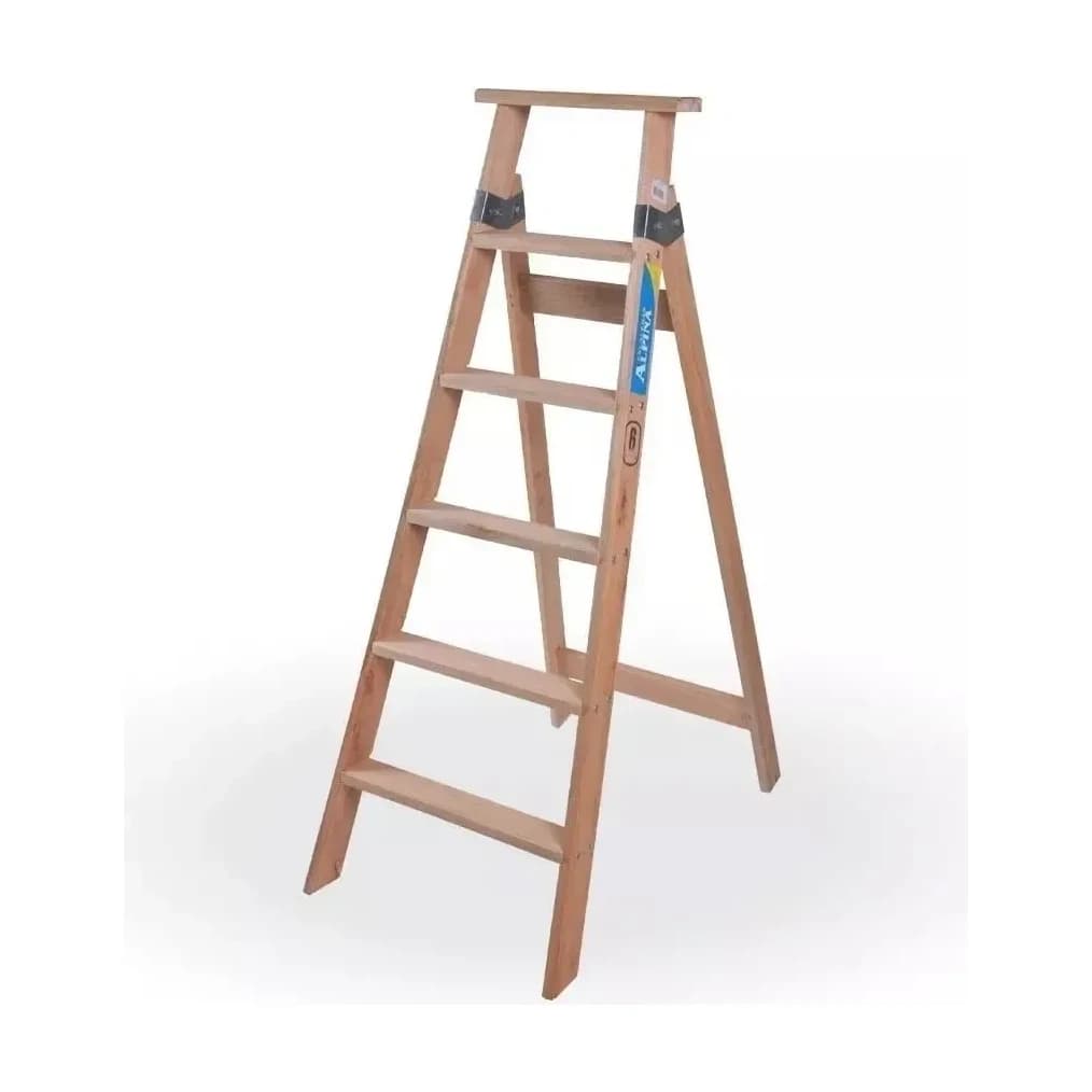 Escalera madera familiar escalón plano 6 esc 1,42 m