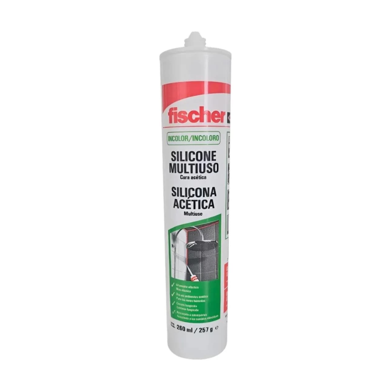 Silicona acética transparente 260 ml con fungicida