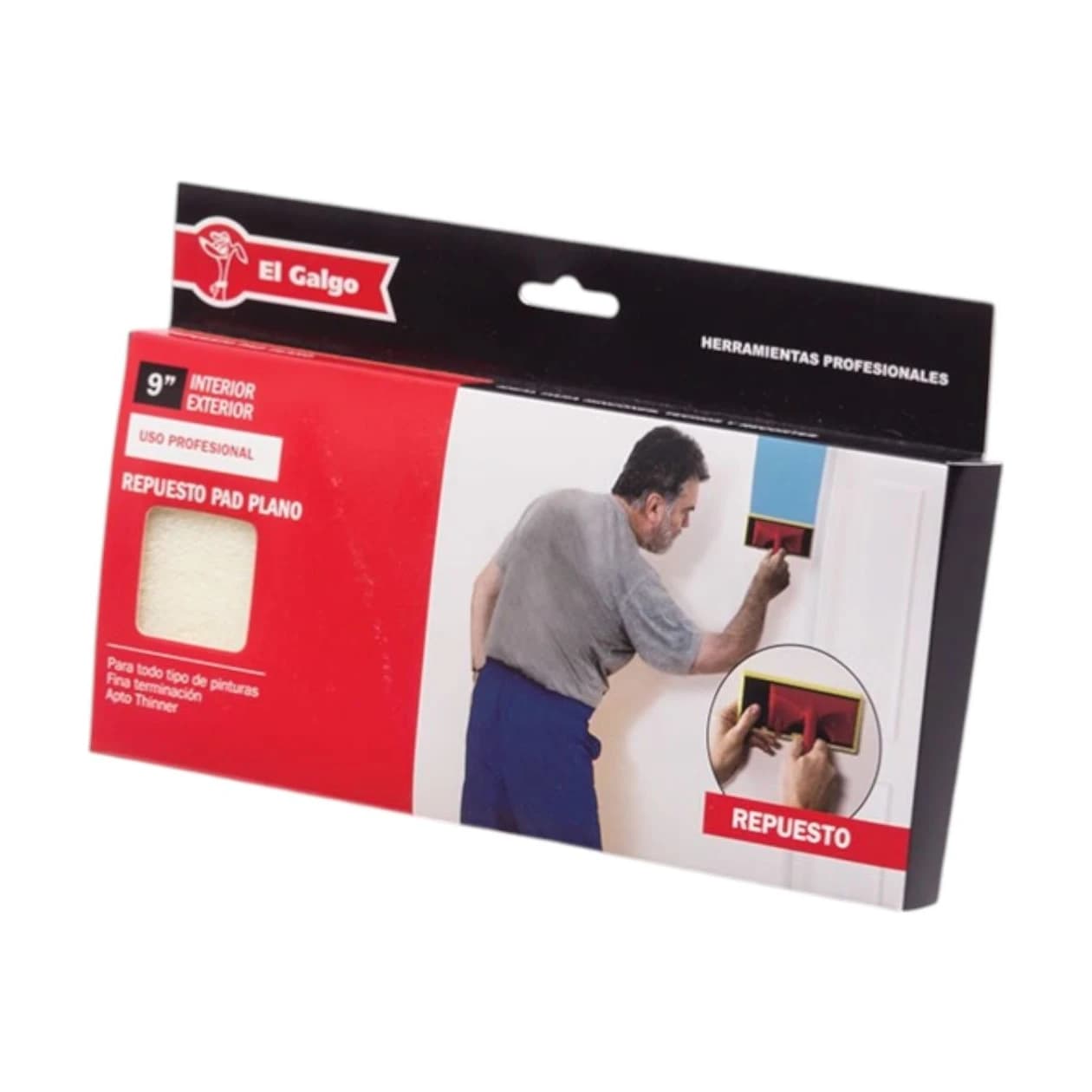 Repuesto pad aplicador plano 9"