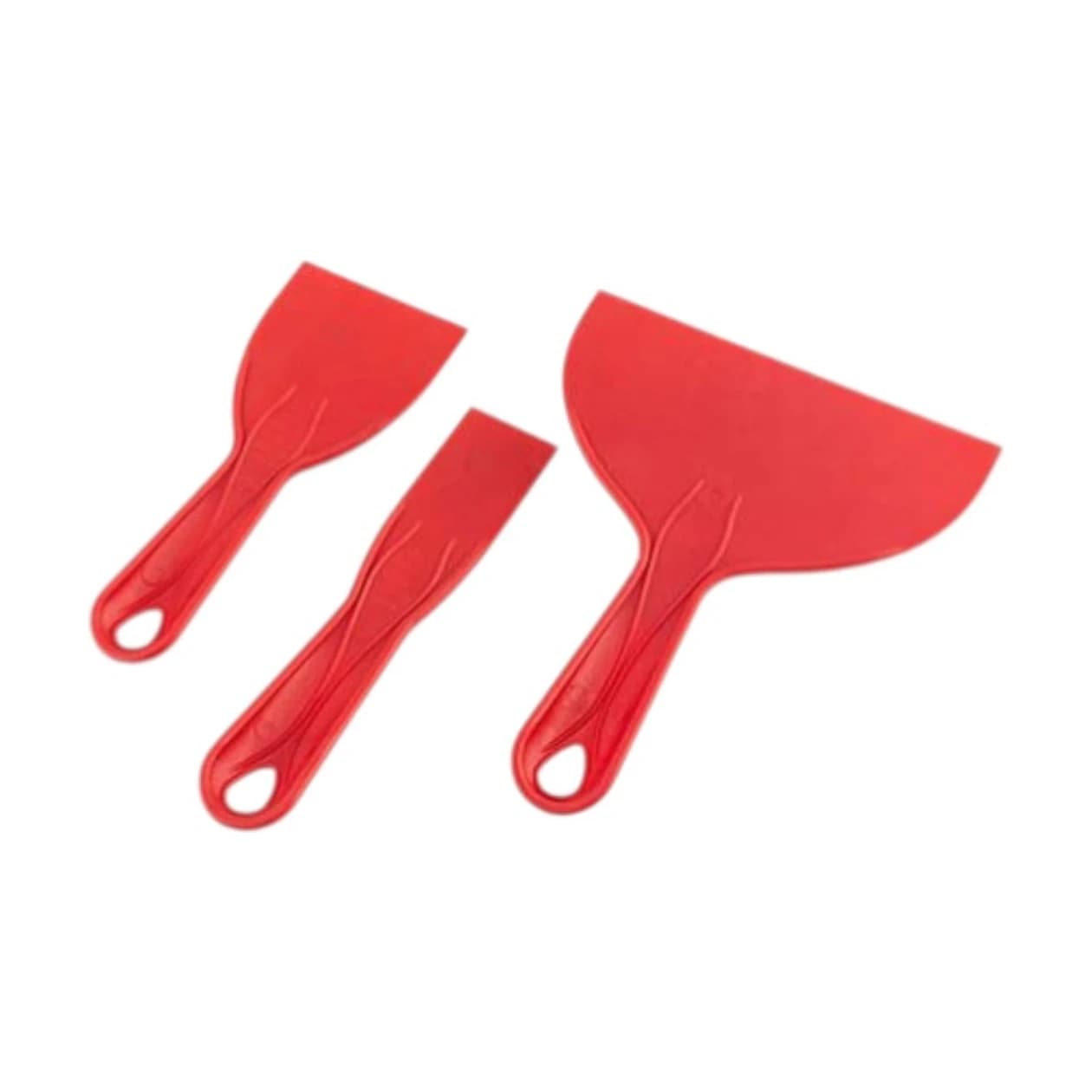 Set de 3 espátulas plásticas rojas 1,5", 3" y 6"